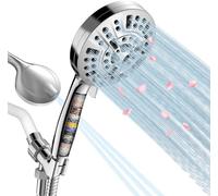 Soffione doccia filtrato, 15 stadi per soffione doccia a mano per acqua dura, 10 modalità ad alta pressione con filtro per acqua dura con tubo e staffa da 60 pollici, rimozione del cloro e della sostanza nociva