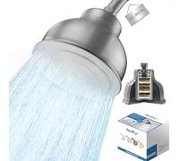 Soffione doccia filtrato a pioggia, ad alto rendimento per addolcitore d'acqua dura con sistema di filtraggio dell'acqua per rimuovere cloro e sostanze nocive, cromato in acciaio inox