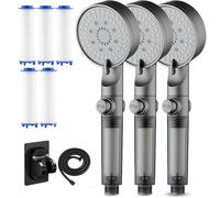 Soffione doccia filtrato ad alta pressione con 5 modalità e doccetta, doccetta con tubo flessibile lungo, lavaggio potente integrato per acqua dura,3pcs