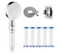 Soffione doccia filtrato ad alta pressione HydroBooste a 5 modalità, portatile con lavaggio a pressione integrato, ideale for acqua dura, bagno filtrato ed efficiente(White,Explosion-proof hose 150cm)