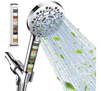 Soffione doccia filtrato con palmare, ad alta pressione, 5 modalità di spruzzo, con tubo, staffa e 15 fasi, filtri per addolcitore d'acqua, perline per acqua dura, rimuove cloro e sostanze nocive
