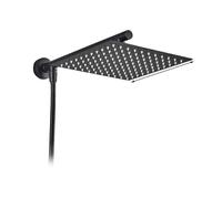 Soffione doccia for bagno a pioggia in acciaio inox 8 10 12 '' quadrato stile labirinto braccio staccabile tubo flessibile da 1,5(Matte Black 12)