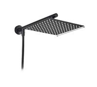 Soffione doccia for bagno a pioggia in acciaio inox 8 10 12 '' quadrato stile labirinto braccio staccabile tubo flessibile da 1,5(Matte Black 10)