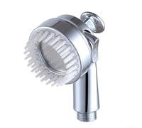 Soffione doccia funzionale con doppio spray e spazzola per shampoo, per lavabo da bagno e rubinetto della cucina, con presa stabile (argento)