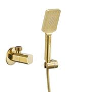 Soffione doccia Gold Handheld Shower Head Brass Valve Bathroom Water Saving ABS Hand Support Pluming Hose(Color 3)