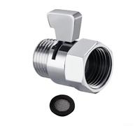 Soffione doccia in ottone massiccio con valvola di chiusura per il controllo del flusso, maniglia cromata nera, regolatore dell'acqua con filettatura G1/2", impianto idraulico per il collegamento del