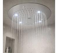 Soffione Doccia LED a Soffitto Installazione Da Incasso Acciaio Inox Tondo