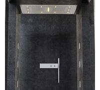 Soffione Doccia LED a Soffitto Installazione Da Incasso Con Cascata Acciaio Inox Rettangolare