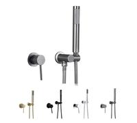 Soffione doccia manuale for bagno, 150 cm, tubo flessibile in acciaio inox, supporto in ottone, rubinetto a parete, set for acqua calda e fredda(Valve Only Chrome)