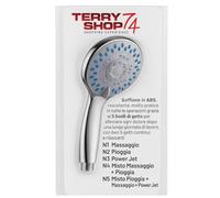 Soffione Doccia Multigetto 5 Funzioni in ABS Cromato - Massaggio, Pioggia, Power Jet - Universale Anticalcare, Facile da Installare, Getto Regolabile Rilassante per Spalle e Schiena