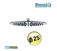 SOFFIONE DOCCIA PONSI TONDO ROTONDO Ø 25 cm ACCIAIO ULTRA SLIM 7 mm BAGNO New