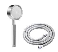 Soffione doccia portatile ad alta pressione in acciaio inossidabile 304 con tubo 'acqua, accessori for il bagno a risparmio idrico color argento(2pcs set)