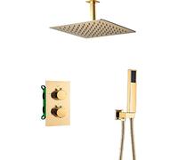 Soffione doccia portatile con sistema doccia dorato set doccia termostatico combinazione doccia nascosta con spray portatili e soffioni doccia a pioggia e kit di rivestimento doccia, tipo B, 8 pollici