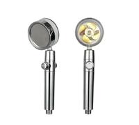 Soffione doccia pressurizzato con ventola a doppia elica rotante a 360°, risparmio idrico, accessori for il bagno(Gold G371A)