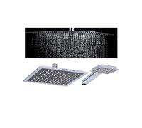 SOFFIONE DOCCIA QUADRATO 22X22CM CON MISCELATORE DOCCETTA QUADRATA IN ABS CROMO