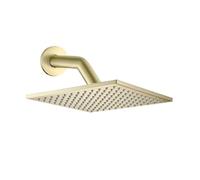 Soffione doccia quadrato da 25,4 cm con braccio di estensione in acciaio inox ad alta pressione ultra sottile (oro spazzolato)