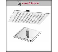 SOFFIONE DOCCIA QUADRATO TONDO 25 x 25 cm 30X30 ACCIAIO INOX DESIGN BAGNO CROMO