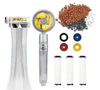 Soffione Doccia Soffione ad Elica ad alta Pressione Soffione Anticalcare Ruotabile a 360° Contiene 3 Pezzi di Cotone PP, 3 Guarnizioni Anticalcare, 1 Guarnizione a 4 Colori a Risparmio Idrico(giallo)