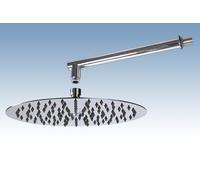 SOFFIONE DOCCIA SOTTILE ACCIAIO INOX CROMATO TONDO 20 BRACCIO BOX COLONNA BAGNO
