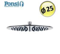 Soffione doccia tondo rotondo Ø 25 cm in acciaio inox ultraslim - Ponsi