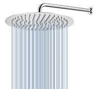 Soffione Doccia Voolan Rain con Braccio di Estensione, Soffioni a Pioggia in Acciaio Inossidabile, Soffione Doccia 30cm Rotondo ad Alto Flusso (Braccio Doccia 38cm)