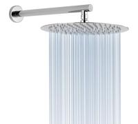 Soffione Doccia Voolan Rain con Braccio di Estensione, Soffioni a Pioggia in Acciaio Inossidabile, Soffione Doccia 30cm Rotondo ad Alto Flusso (Braccio Doccia 38cm)