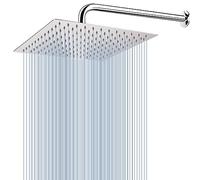 Soffione Doccia Voolan Rain con Braccio di Estensione, Soffioni a Pioggia in Acciaio Inossidabile, Soffione Doccia 30cm Quadrato ad Alto Flusso (Braccio Doccia 38cm)