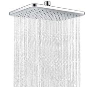 Soffione e doccia quadrata in acciaio inossidabile, cascata, doccia a pioggia, soffitto a pioggia, soffione fisso a risparmio energetico e alta pressione per il bagno, 29 x 19 cm