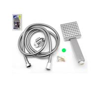 SOFFIONE QUADRATO GRANDE CON TUBO 2 MT FLESSIBILE SET BAGNO DOCCIA TROPICALE