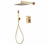 Soffione Set Doccia Incasso 25cm A 2 Vie Oro Soffione Doccetta Completo 87894