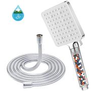 Soffione Doccia, Doccino per Doccia con Filtro Tubo,Doccetta per Doccia Alta Pressione Soffione Doccia Anticalcare,Soffione Doccia Quadrato Grande con 6 tipi di getto,Doccia Bagno,Bianco