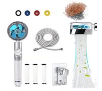 SoffioneDocciaSoffione Pressione Soffione Anticalcare Ruotabile a 360°, Soffione Manuale alta Pressione con Cotone Filtrante 4 pp, 1 Flessibile Doccia e Supporto Doccia no-Punch Argento(blu)