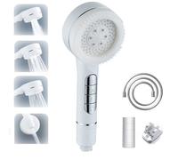 Soffioni doccia ad alta pressione, soffione doccia con filtro dell'acqua dura con tubo doccia da 1,5 m e supporto, soffione doccia a 4 modalità con interruttore di pausa, soffione doccia professionale