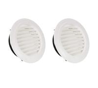 Soffit Vents 2 x 8 Inch Round Air Vent ABS Louver Grille Cover White Soffit Vent with Built-in Fly Screen Mesh for Bathroom