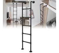 Soffitta con scala di uscita ben uscita per letto alto, seminterrato da 4 piedi-7 piedi, fuga dalla finestra, soppalco in ferro battuto, letto a castello, carichi 150 kg, per casa/biblioteca