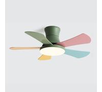 Soffitto A Basso Profilo in Legno Semplice F con Luce 36 IH Soffitto da Camera da Letto A Incasso F Soffitto LED FS con Luci D Telecomando A 5 Lame, Green