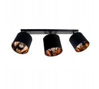 Soffitto Regolabile Metallo Tessuto Nero Oro E27 L: 90 CM Ufficio Plafoniera