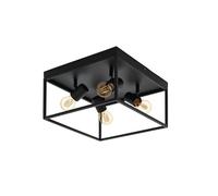 Eglo Silentina Lampada da soffitto, plafoniera a 4 luci, stile industriale in acciaio, lampada da soggiorno in nero, lampada da cucina, lampada da corridoio a soffitto con attacco E27