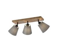 Soffitto Tessuto E27 Natura Grigio Talpa Nero 3-flammig 77 CM Lungo Plafoniera