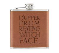 Soffro Di Resting Witch Face 6oz In Pelle PU Tan Divertente Scherzo