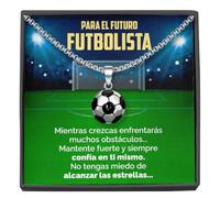 SOFIA FERRER Regalo per bambini 10 anni, ciondolo da calcio per bambini, regalo originale per bambini 8, 9, 10, 11, 12 anni, collana uomo in acciaio inox, cose da calcio per bambini, Natale, Mediano,