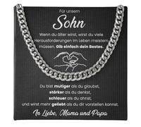 SOFIA FERRER Regalo per figlio, collana per ragazzi adolescenti, regalo giovane uomo, collana per mio figlio con scritta in lingua tedesca "Madre, Papà, regalo di compleanno, Natale, Medium, Acciaio