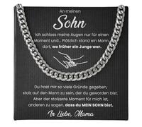 SOFIA FERRER Regalo per figlio, collana per ragazzi adolescenti, regalo giovane uomo, collana per mio figlio con scritta in lingua tedesca "Madre, Papà, regalo di compleanno, Natale, Medium, Acciaio