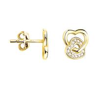 SOFIA MILANI - Orecchini da Donna in Argento 925 - Placcati in Oro e con Pietra Zircone - Orecchino a Perno a Cuore Doppio - E2201