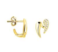 SOFIA MILANI - Orecchini da Donna in Argento 925 - Placcati in Oro e con Pietra Zircone - Orecchino a Perno ad Ala Angelo - E2139