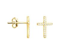SOFIA MILANI - Orecchini da Donna in Argento 925 - Placcati in Oro e con Pietra Zircone - Orecchino a Perno a Croce - E1274