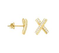 SOFIA MILANI - Orecchini da Donna in Argento 925 - Placcati in Oro e con Pietra Zircone - Orecchino a Perno X - E3097
