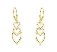 SOFIA MILANI - Orecchini da Donna in Argento 925 - Placcati in Oro e con Pietra Zircone - Orecchino Pendente a Triplo Cuore - E2709