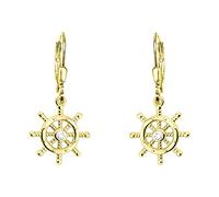 SOFIA MILANI - Orecchini da Donna in Argento 925 - Placcati in Oro e con Pietra Zircone - Orecchino Pendente a Ruota della Nave - E2253