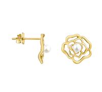 SOFIA MILANI - Orecchini da Donna in Argento 925 - Placcati in Oro - Orecchino a Perno a Rose perle - E3065